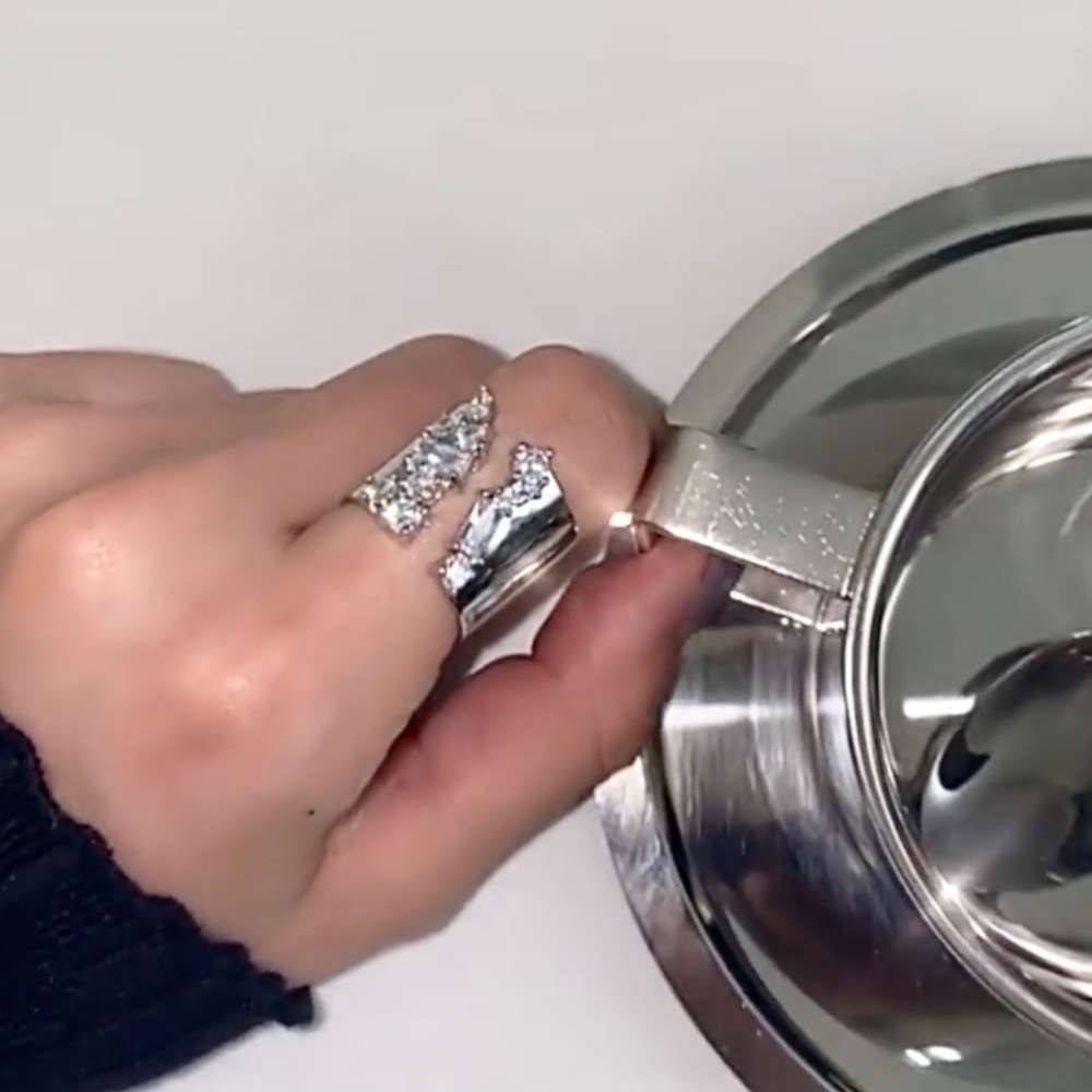 Wide Open Silver Ring Encrusted with Austrian Crystals